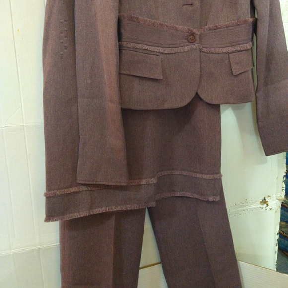 Larry Levine classics Other - 3 PC Eggplant Tweed Larry Levine Suit Skirt Pant Jacket Sz 4